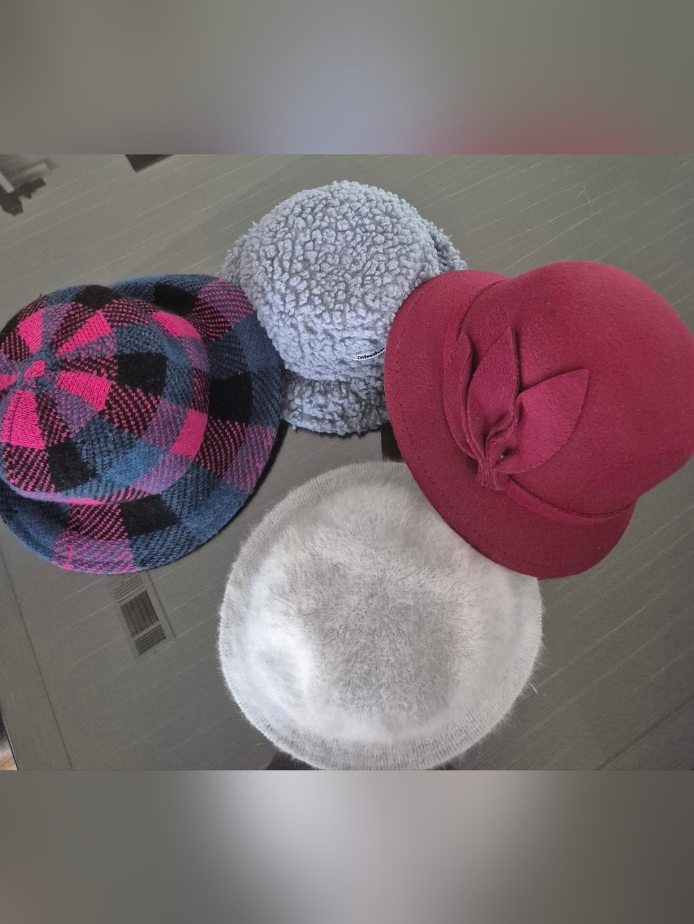 Women’s Burgundy Wool Cloche Hat with Decorative Bow